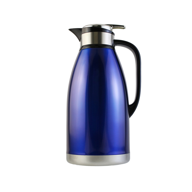 zhu tu 01 - Pichet thermos bleu grande capacité 3L avec conception à levier pour distributeur de thé ou de café