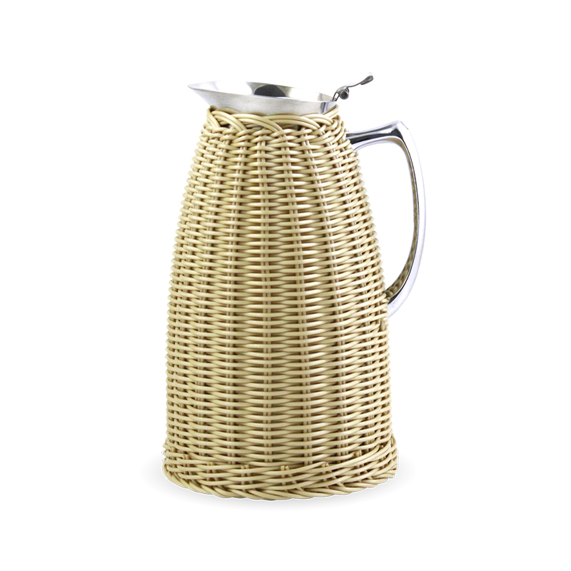 zhu tu 04 5 - Woven Rattan  stainless steel water jug  for tea or cold water